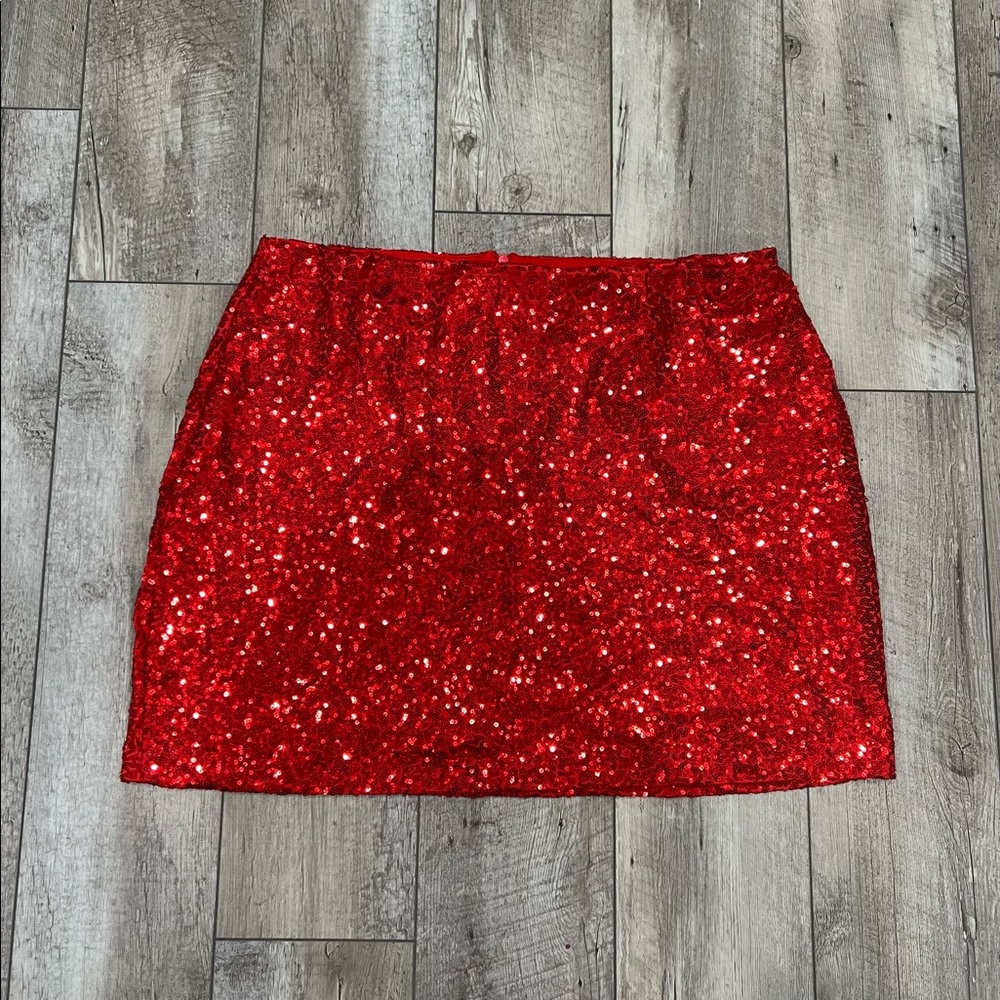 Red Sequin Skirt